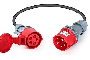 Jadeshay CEE Adapter,CEE Power Adapter 32A Male to 16A Female 5 Pins High Current Cable Extension 32A to 16A Connection Cable for Caravan Camping Boat Construction Sites,IP44 Waterproof