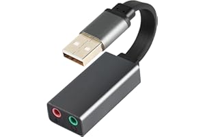 ‎GINTOOYUN GINTOOYUN USB 2.0 Dual Channel Externer Soundkarten-Adapter, flaches Band, USB externes Stereo-Soundkarten-Kabel mit 3,5 mm Lautsprecher-/Kopfhörer- und Mikrofonbuchsen für Laptops,Kopfhörer usw.