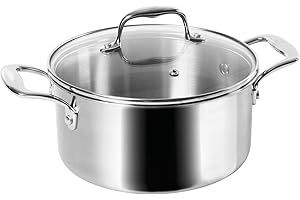 Sitram 710737, Faitout Rapsody en acier inoxydable qualité professionnelle diam. 24 cm - avec couvercle vapeur en verre - tous feux dont induction