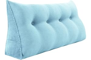 ‎RUCENER Rucener Bettkeilkissen, Kopfteil, dreieckige Lesekissen, große Nackenrolle, Rückenlehne, abnehmbare Stütze zum Waschen, geeignet für Sofa und Bett Himmelblau 120 cm