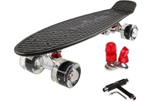 ‎FUNTOMIA FunTomia 57cm Mini-Cruiser Board Skateboard mit oder ohne LED Leuchtrollen inkl. Aluminium Truck, ABEC-9 Kugellager und T-Tool