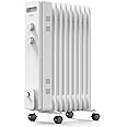 VonHaus Oil Filled Radiator 9 Fin – Oil Heater Portable Electric Free Standing 2000W for Home, Office, Any Room – Adjustable 