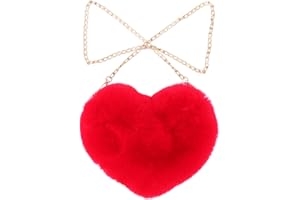 TENDYCOCO Plüschherzbeutel Frauen flauschige Crossbody Kette Tasche Plüsch Pfirsich Herzform Schulter Umhängetasche für Lady-rot Herztasche Für Mädchen