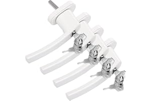 Monzana 4X Manilla de Ventana Puerta Universal con Cerradura + 2 Llaves Manija Bloqueo en 2 Posiciónes Blanco