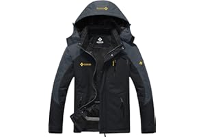 GEMYSE Chaqueta de Esquí Impermeable de Montaña para Hombre Abrigo de Invierno al Aire Libre de Lana a Prueba de Viento con Capucha