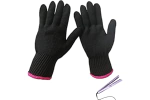 WLVINSON Hitzebeständige Handschuhe,2 Stk Hitzeschutz Handschuh Lockenstab,Hitzehandschuh,Hitze Handschuhe Friseur,Hitzeschutzhandschuhe für Lockenstab und Glätteisen,Haarstyling Black Gloves Styling-werkzeuge