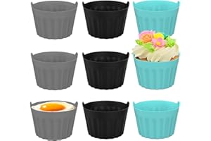 RoseFlower Pirottini per Friggitrice ad Aria, 9 Confezioni di Stampi Muffin per Friggitrice ad Aria, Pirottini Silicone per Cupcake, Budini, uova Fritte, Panini, Stampi per Muffin