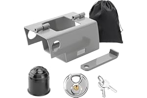 Venussar Verrouillage de la Remorque avec Cadenas, Antivol Remorque Attelée et Non Attelée, Cadenas Remorque, Antivol de Remorque Haute Sécurité, Gris