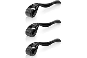 URAQT Derma Roller, 3Pcs (0.25mm/0.5mm/0.75mm) Beard Growth Roller, 540 Titanium Micro Needling Rollers for Men Women,Microneedle Face Rollers for Stimulate Hair Growth