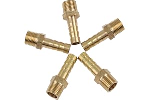 A ABSOPRO Ottone Tubo Barb Raccordo 6mm ID x 1/8" NPT Maschio Connettore (Set di 5)