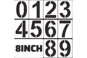 Guyode 10 Pezzi Stencil con Numeri Grandi, Riutilizzabili Stencil con Numeri Plastica Stenciles con Numeries per Pittura da 0 a 9, per Pareti e Pavimenti, Graffiti, Dipingere Fai Da Te