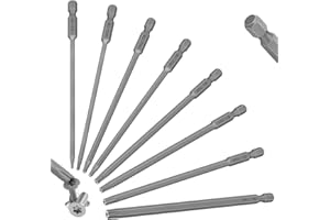 FUNYORD 8 Sztuk 150mm Wkrętaki Torx Zestaw, Wkładki Stal Stopowa S2 Wiertła Magnetyczne dla Śrubokręt 1/4 Cal Sześciokątny, do Naprawy Maszyn, Sprzęt