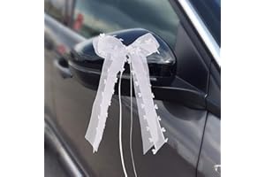 yumcute 30 Pièces Noeud Voiture Mariage, Nœuds pour Antenne Noeud Ruban Blanc, Noeud de Ruban Ornement pour Mariage Décorer Cadeau Anniversaire Voiture Bouquet Chaise Maison Chambre