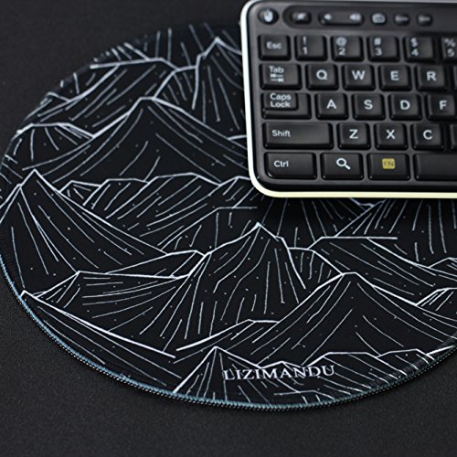 Gaming Mauspad(250 x 250 x 3 mm) ,Lizimandu Silent Designer Runde Round Mousemat /Standard Size mit Anti-Rutsch-Leder-Runde Double Sided Durchmesser 25 cm für alle gängigen Mouse-Typen(Schwarzer Berg/Black Mountain) - 6