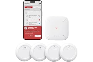 X-Sense Détecteur de Fuite d'eau Connecté Ultra Fin avec la Station de Base SBS50, Détecteur d'eau Wi-FI, Étanche IP67, Capteur de Fuite d'eau pour Cuisines, Salles de Bains, sous-sols, SWS0A41