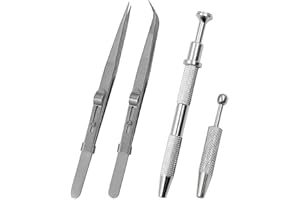 GIONAR Set di pinzette per gioielli in acciaio inox, pinza per piercing a sfera, supporto per diamanti, strumento di precisione