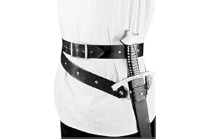 FIYSON Adjustable Medieval Sword Belt Waist Sheath Scabbard Frog Holder With PU Leather Buckle Strap Holster For Assassins,Pirates,Warriors,Knights,Holiday Parties, Cosplay Costume Accessories (Black)
