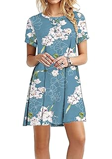 YMINGWomen's Long Shirt Mini Loose Summer Dress Basic Dress Casual T-Shirt Dress 16 Color XXS-XXXXXL