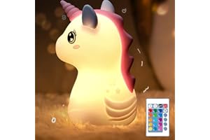 CUNSIEUN Unicorn Night Light Kids Unicorn Gifts for Girls, 16 Colours+ Baby Pat Night Light with Remote Control for Baby, Hangable & Rechargeable Night Lamp for Boys & Girls, Kawaii Cute Bedroom Decor