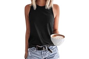 VEUNCOS Damen Tank Top Ärmellos Sommer Top Rundhals Basic Loose Fit Oberteile Tunika Shirt