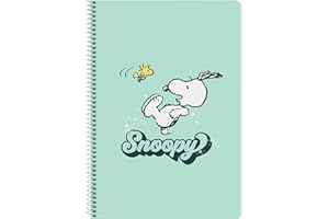 SAFTA SNOOPY GROOVY – Notebook Folio 80 Sheets Hard Cover 1Design, Ideal for Children of Different Ages, Comfortable and Versatile, Quality and Resistance, 21.5 x 1 x 31 cm, Water Green