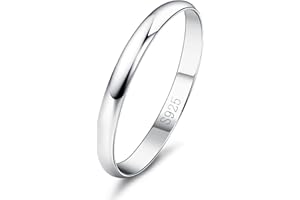 Diamday Bague Argent Sterling 925 pour Femme Homme Anneau Mariage Alliance Classique Simple Bague Fiançailles Pouce Fine Polished Bijou Minimaliste Cadeau Anniversaire de Mariage 52-65 2/4MM