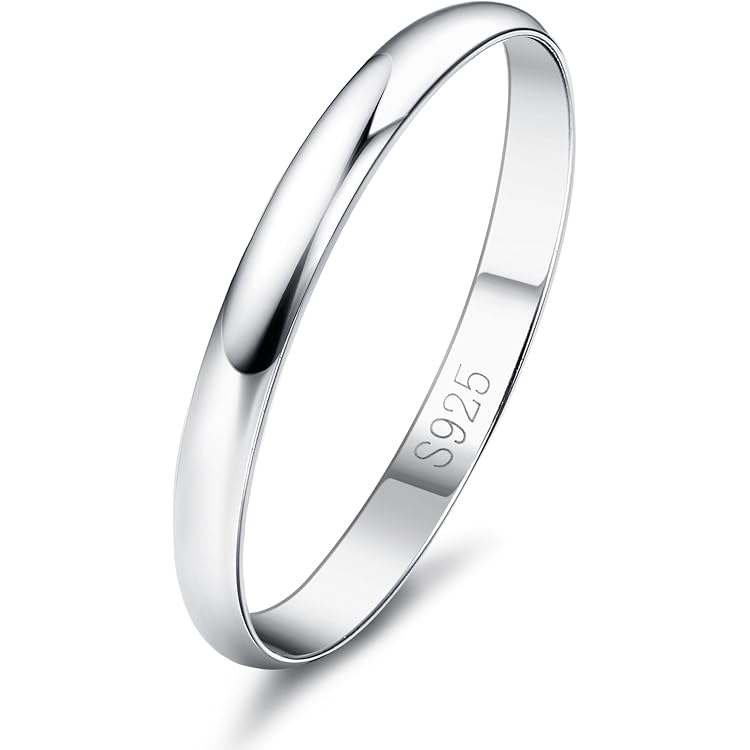 Alliance Bombée En Argent 925 - Bague élégante 4mm Tailles 48 à 74