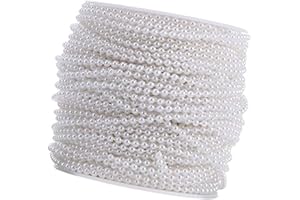 SITRDA 10m 3mm Pearl Bead String, Pearl Beads Cotton Line Chain Garland For Wedding Party Cake Stands (White)