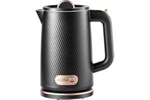 OLEGA Bollitore elettrico per acqua, bollitore per acqua calda a ebollizione rapida da 1500W, bollitore per acqua calda portatile da 1,8 litri Bollitore elettrico per tè Teiera