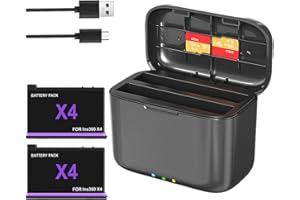 Prodrocam Chargeur de batterie pour caméra d'action Insta360 X4, double port, hub de charge rapide, hub de charge, prend en charge 2 batteries (chargeurs B + 2 batteries)