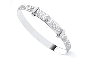 Old English Jewellers 925 Sterling Silver Irish Celtic Patterned Expanding Baby Bangle 4mm For Boy's & Girls