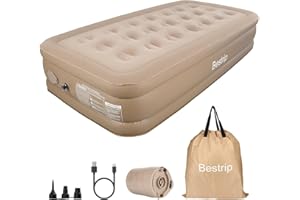 Bestrip materasso gonfiabile singolo, letto gonfiabile singolo Con pompa ad aria elettrica,materasso singolo gonfiabile ad aria portatile Adatto per uso interno ed esterno,191 x 99 x 40 cm (BP901)