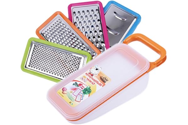 Contiup Ensemble de râpes à fromage de 10,2 cm avec récipient pour fromage, légumes, râpes à fromage pour cuisine en plastique (orange)