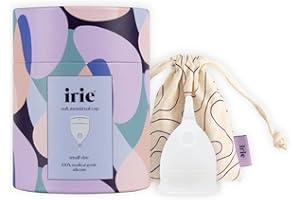 irie - Copa Menstrual Suave, Cómoda, Reutilizable de 100% Silicona grado Médico con bolsa [Pequeña, Transparente]