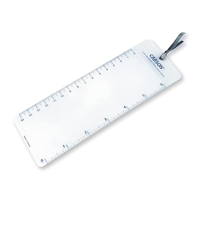 Eschenbach 2606 - Magnifying ruler, with red guide line, 122 x 26 mm, Magnification 1:2,0