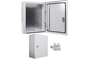 tsnetworks Verteilerkasten aufputz wasserdicht 40x30x18cm IP65 Stahlblech mit Lochblech Montageplatte & verchromter Schließung, lichtgrau, Industrie Leergehäuse