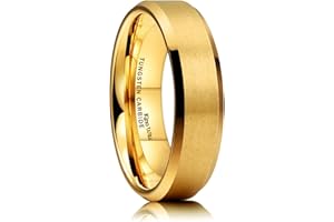 King Will GLORY 6mm Tungsten Carbide Ring, 14K Gold Matte and Brushed Comfort Fit