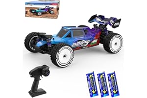 X-Verse 1:12 100KM/H Ferngesteuertes Auto, 4WD Wasserdichtes Schnelles RC Truck mit 3S Bürstenloser Motor, 2.4GHz All Terrain Offroad RC Truggy für Erwachsene- 3 Batterien(Blau)