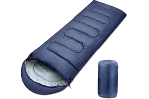 JOYART Cuscino Sacco a pelo sacco pelo leggero Portatile sacchi a pelo campeggio con sacco a compressione e caldo con Cappuccio per Adulti Adolescenti Bambini campeggio grigio