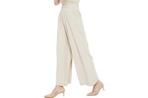 Tronjori Damen Hose Weites Bein Frauen Lange Hose mit Taschen Einfarbig Lose elastische Hohe Taille Freizeithose Business-Arbeitshose für Freizeit Arbeit Büro