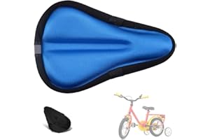 'Liyamobu Kids Gel Bike Seat Cushion Cover for Boys & Girls, 9''x6'' Breathable & Extra Soft Memory Foam Children Bicycle Saddle Pad with Water&Dust Resistant Cover'