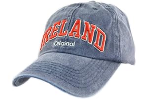 CARROLLS IRISH GIFTS Navy Baseball Cap With Red Ireland Original Text, Design With Adjustable Strap