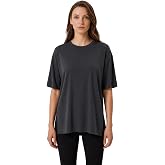 MISIRLI ORGANIC Modal Kadın Oversize T-Shirt, Uzun Yırtma&ccedil;lı Rahat Kesim G&uuml;nl&uuml;k Tiş&ouml;rt