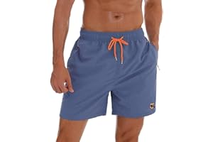 JustSun Bañador Hombre con Bolsillo Cremallera Surferos Impermeable Secado Rápido con Forro de Malla