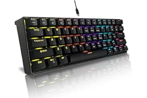 Bangsanth Mechanical Keyboard, 60% Mechanical Gaming Keyboard with Blue Switches and Dynamic 12-Mode Backlight - Plug and Play, 61-Key, Anti-Ghosting, for PC, Windows, Mac, Gamer, Office, Typists