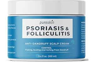 PURESKIN Psoriasis Scalp Treatment Cream - Extra Strength Relief for Scalp Psoriasis, Folliculitis, Dandruff - Stops Itching, Flaking & Redness – Cooling Mint Formula, Non-Greasy, 3.4 oz