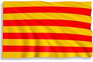 RAXINT Bandera Catalana Grande 150x90cm Para Interior o Exterior y Apta para Mástil, Bandera de Catalunya modelo Señera con Protección Contra el Sol y la Lluvia