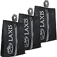 LAXIS Shoe Bag for Shoe with Zipper, Shoe Bag for Travel & Storage Organizer, Portable Shoe Cover for Dustproof Packing Shoe Bags Pouches Travel in Keeping Bag Organized Shoe Cover (Black- Pack of 3)