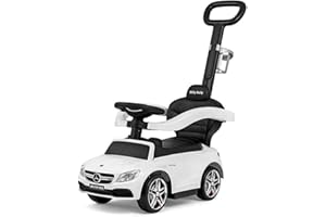 Jeździk z rączką pchacz dla dzieci Biały 2w1 MERCEDES-AMG C63 Milly Mally