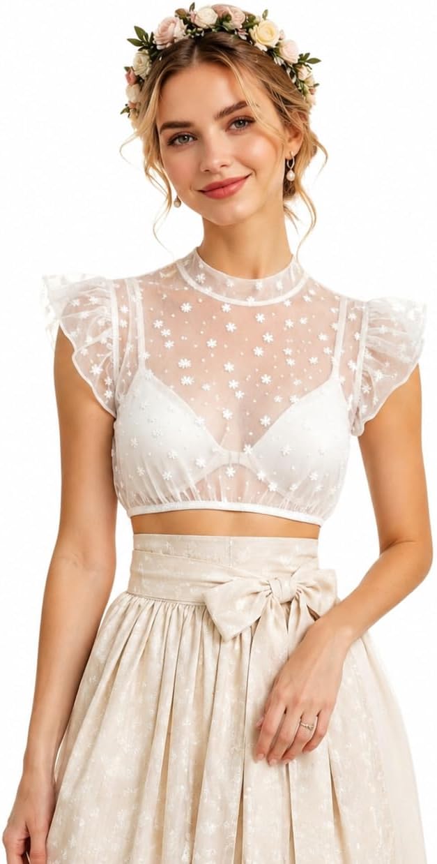 Expertenurteil & Zusammenfassung : Bluse Damen Dirndlbluse Transparent mit Punkt